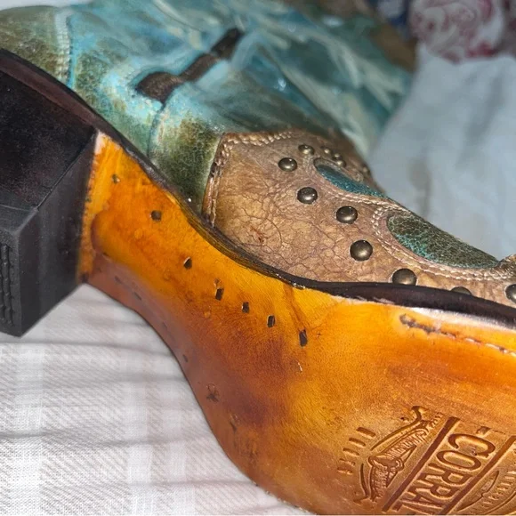 Corral Rose Brown Teal Embroidered Boots western Lace Cowboy Country 10.5 10 - Picture 5 of 11